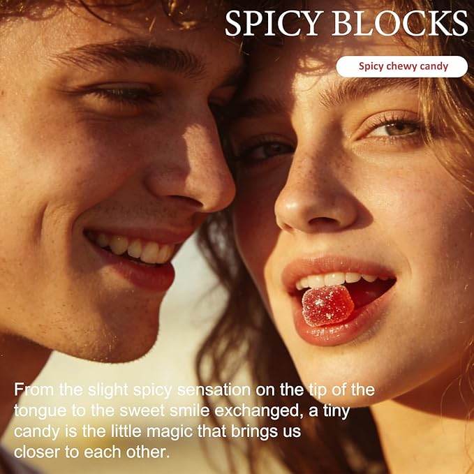 Spicy Blocks for Couples-with Chili Pepper  Maca Root &amp Epimedium Extract | Supports Emotional Warmth &amp Daily Comfort | Peach Flavor Mild Spicy Kick Vegan-Friendly No Artificial Additives