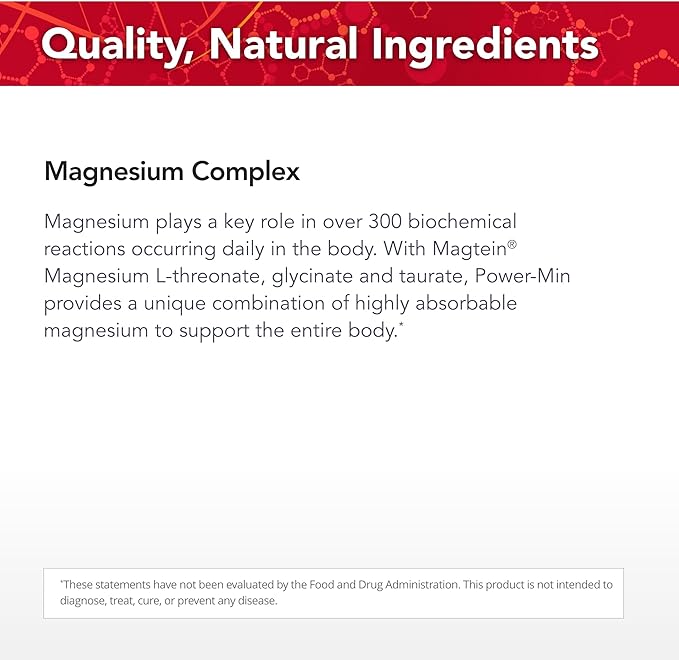 Physician's Strength Power-Min - 90 Capsules - Total Body Support - Magnesium Complex with Magnesium L-Threonate Glycinate &amp Taurate - Highly Absorbable - 30 Servings