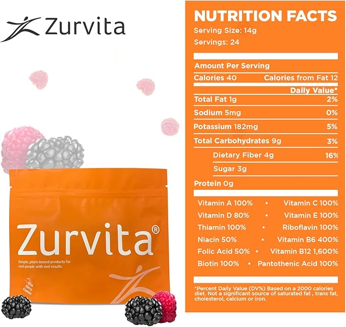 Zurvita - Zeal for Life Wellness Drink Mix - Wild Berry (Classic) Flavor - Gluten-Free Vegan with Vitamins and Minerals - 10 Single Packets