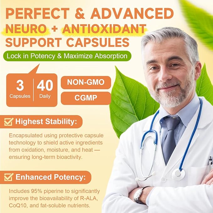 Totaria Alpha Lipoic Acid 1000mg + R Lipoic Acid 1000mg - ALA Supplement Antioxidant for Neuropathy Support Nerve Health Liver Detox Antioxidant Metabolism and Cell Energy