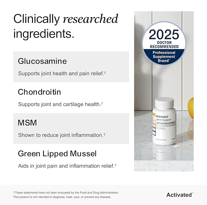 Activated Joint Support Supplement – Advanced Natural Joint and Muscle Relief for Women and Men – Glucosamine Chondroitin MSM &amp Green Lipped Mussel (90 Count)