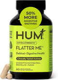 HUM Flatter Me Extra Strength Digestive Enzymes for Women Men Digestive Gut Bloating Supplement Ginger Peppermint Leaf Fast Acting Anti Bloat Pills Multi Enzyme for Debloating 60 Capsules