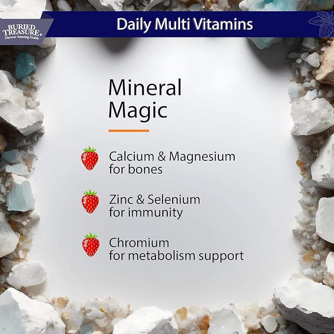 Buried Treasure Daily Nutrition Liquid Multivitamin and Mineral Supplement with Trace Minerals Superfoods Vitamin A B-Complex C D E Methylfolate Biotin Magnesium Zinc Resveratrol 32 serv