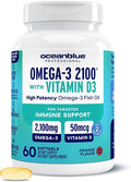 Oceanblue Professional Omega-3 2100 with Vitamin D3 – 60 ct – Triple Strength Burpless Fish Oil Supplement with High-Potency EPA DHA DPA and Vitamin D3 – Wild-Caught – Orange Flavor (30 Servings)