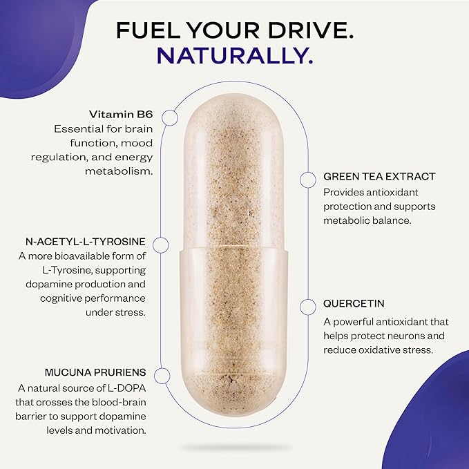 Motivation 101 by Dave Asprey | Targeted Dopamine Support for Drive + Mood | Supports Focus Memory Learning Balanced Moods and Positive Mental Outlook | 30 Day Supply