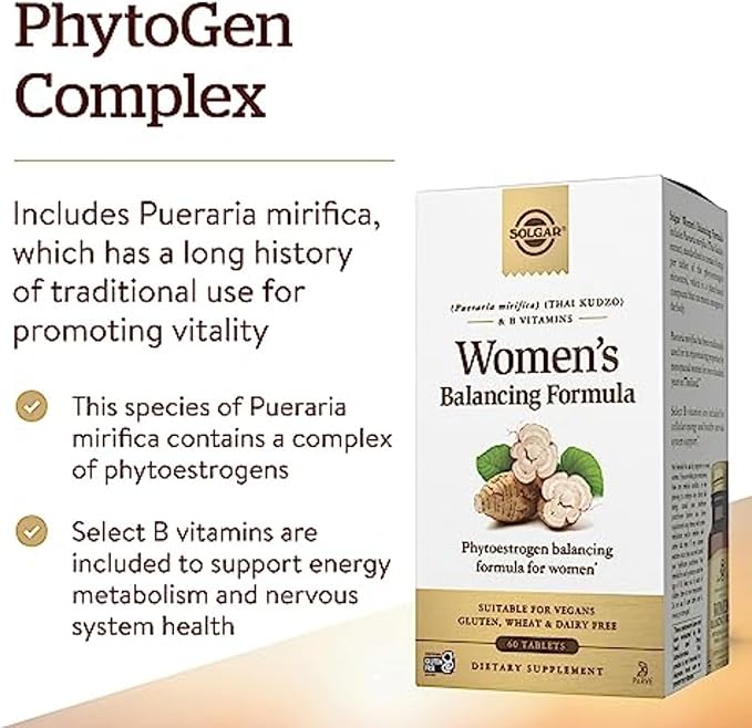 Solgar Women's Balancing Formula 60 Tablets - Pueraria Mirifica - Phytoestrogen Balancing Formula Energy Metabolism Nervous System Health - Vegan Gluten-Free Dairy Free Kosher - 60 Servings