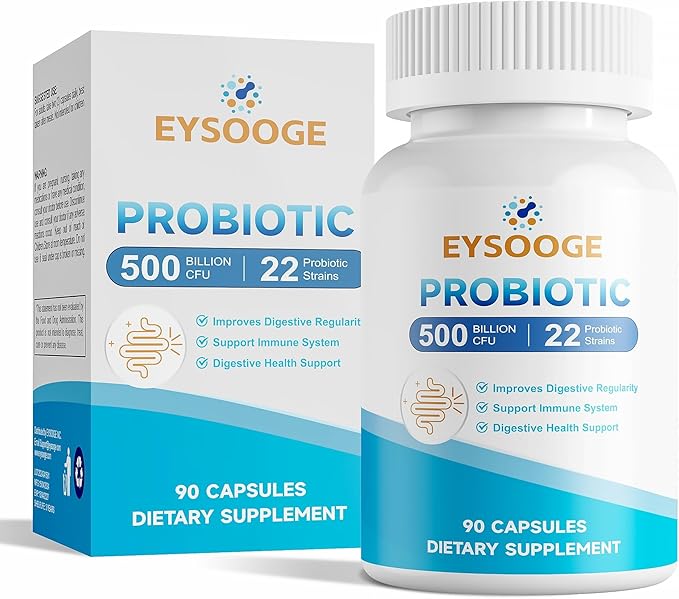 Probiotics for Women and Men 500 Billion CFU 22 Strains + Organic Prebiotics Daily Probiotics for Digestive Immune &amp Gut Health - 90 Capsules