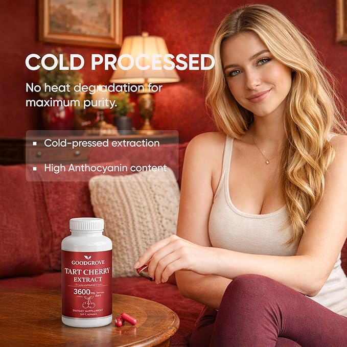 Good Grove Tart Cherry Extract Capsules Tart Cherry Extract 3600 mg 10:1 Vegan Non-GMO Dietary Supplement 60 Capsules