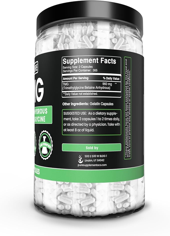 PURE ORIGINAL INGREDIENTS TMG Trimethylglycine (730 Capsules) Betaine Anhydrous No Magnesium Or Rice Fillers Always Pure Lab Verified