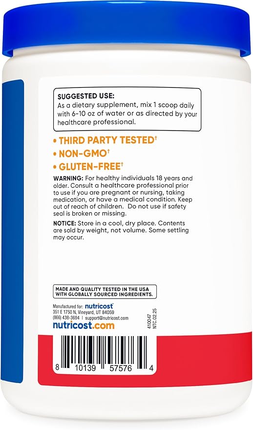Nutricost Prebiotic Fiber Fruit Punch Flavored (1 Pound) - Vegan Gluten-Free GMO-Free
