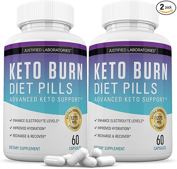 (2 Pack) Keto Burn Diet Pills 1275MG New &amp Improved Formula Contains Apple Cider Vinegar Extra Virgin Olive Oil Powder Green Tea Leaf 120 Capsules
