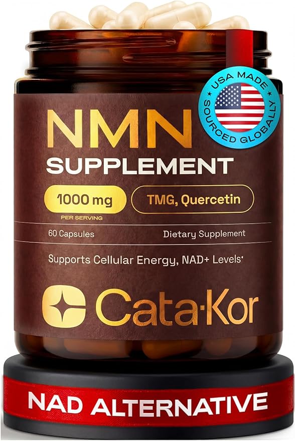Cata-Kor NMN Supplement – 1000mg Per Serving NAD Resveratrol Supplement with Quercetin | TMG – NMNH Alternative – Supports Cellular Energy &amp NAD+ Level – 60 Capsules – Third-Party Tested (1 Pack)