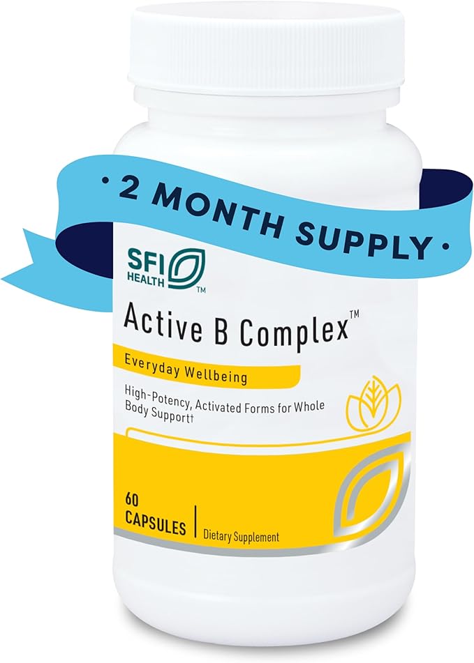 Klaire Labs SFI Health Active B Complex - Methylated Vitamin B Complex with Methyl Folate B12 B6 and More - Support Healthy Energy Brain Liver &amp Nerve Function (60 Capsules)