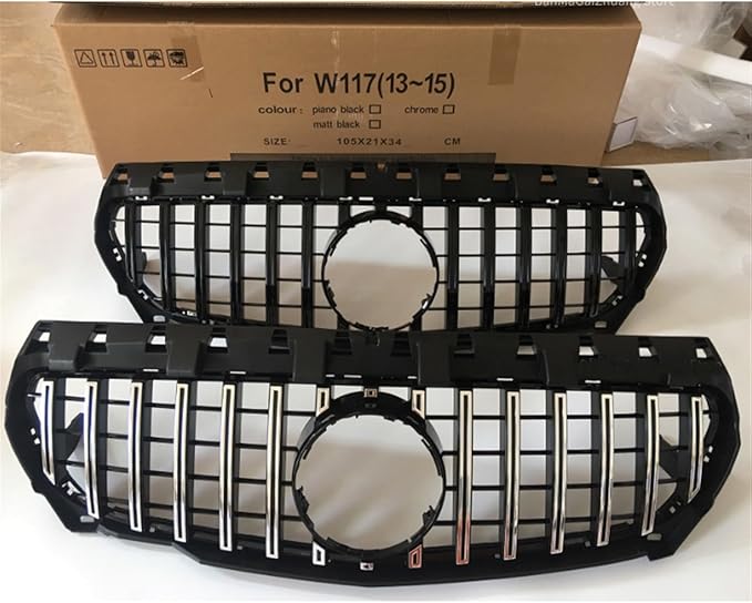 Engine Intake Grille Front Grille for mercedess 2013-2019 CLA Class X117 C117 CLA220 CLA260 CLA45 CLA180 Shooting Brake Front Bumper Grill (Color : 2013-2015 Black)
