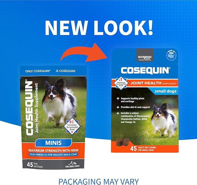 Cosequin Minis Soft Chews Maximum Strength with MSM Plus Omega345 Count (Pack of 2)