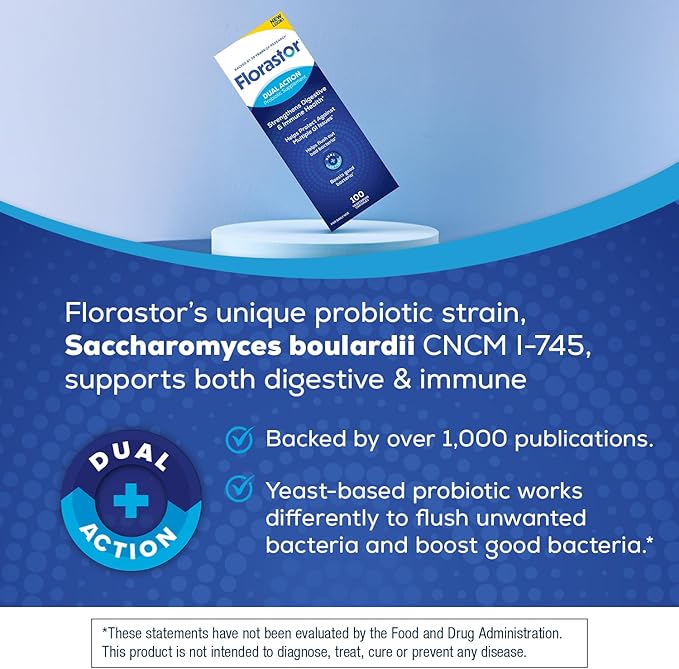 Florastor Probiotics for Digestive and Immune Health 100 Capsules Probiotics for Women &amp Men Helps Flush Out Bad Bacteria Boosts The Good with Our Unique Strain Saccharomyces Boulardii
