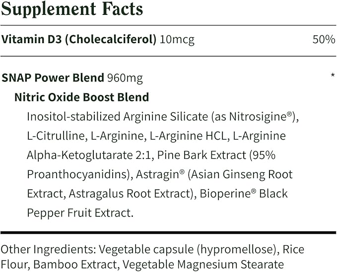 Snap Supplements Nitric Oxide Booster + L Arginine Capsules Bundle 90 + 60 Vegetarian Capsules
