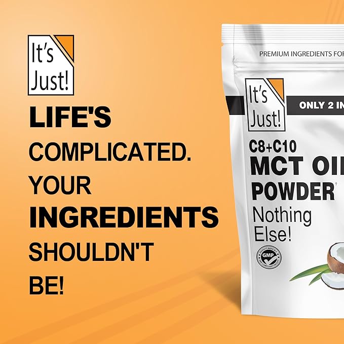 It's Just! MCT Oil Powder With Prebiotic Fiber - Keto Non-GMO C8 C10 Coffee Creamer - 24 oz
