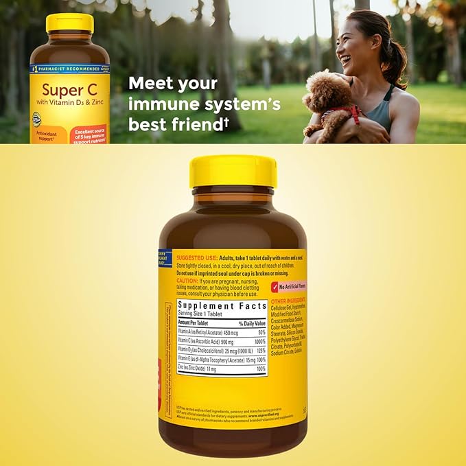 Supeer C with Vitamin D3 and Zinc 200 Tablets (Pack of 1)