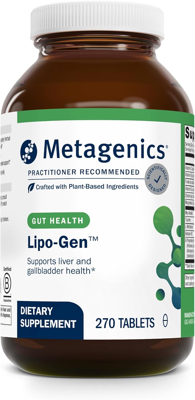 Metagenics Lipo-Gen - Lipotropic Liver &amp Gallbladder Support Supplement* - with Vitamin B12 Choline Inositol &amp Artichoke Extract - Supports Fat Metabolism &amp Detoxification* - 90 Tablets