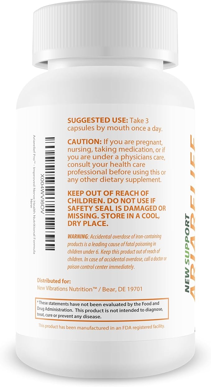 Ariarelief Pro Neuropathy Support Supplement - Our Best B12 Nerve Support Supplement - Nerve Damage Vitamins - Cayenne Pepper Capsules - Okinawa Capsaicin Pills - Ariarelief For Neuropathy Aria Relief