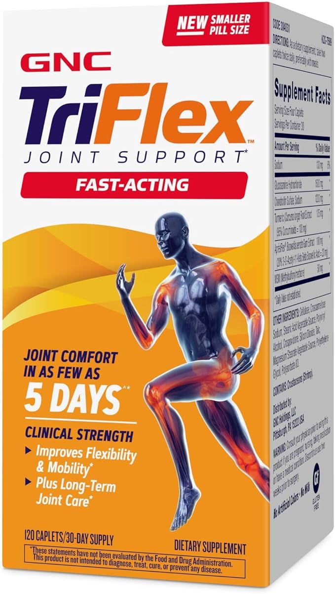 GNC TriFlex Joint Support Fast-Acting for Long-Term Care and Comfort Clinical Strength 120 Caplets
