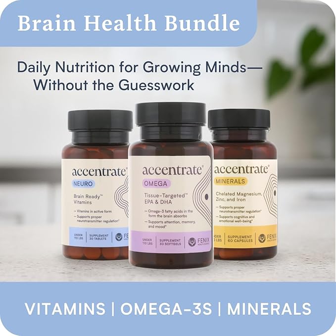 Accentrate Brain Supplement for Focus Attention Mood | Complete Vitamin B Complex | Brain Health | Methylated Multivitamin w/L-Methylfolate (5-MTHF) Cofactors Methyl-B12 &amp P5P | MTHFR Supplemen