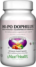 Maxi Health Hi-Po Dophilus Probiotics for Digestive Health &amp Immune Support – Probiotics for Women and Men with 10.5 Billion CFU – Kosher Vegan Non-Dairy 60 Capsules