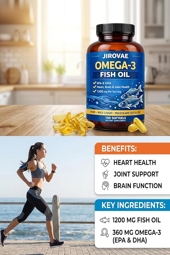 Omega-3 Fish Oil 1200 mg with 360 mg Omega-3 per Serving Rapid Release Softgels EPA &amp DHA Unflavored 180 Count