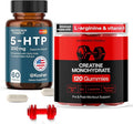 Better Fitness Bundle - 5-HTP Supplement for Energy Creatine Monohydrate Gummies 5g for Muscle &amp Strength - 120 Creatine Chewables 60 5HTP 200mg Capsules