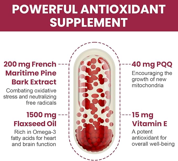 200 mg Pycnogeno with PQQ Premium French Maritime Pine Bark Extract Unique Dual-Delivery for Maximum Absorption Pine Bark Extract for Vascular &amp Heart &amp Joint Function - 120 Vegan Softgels