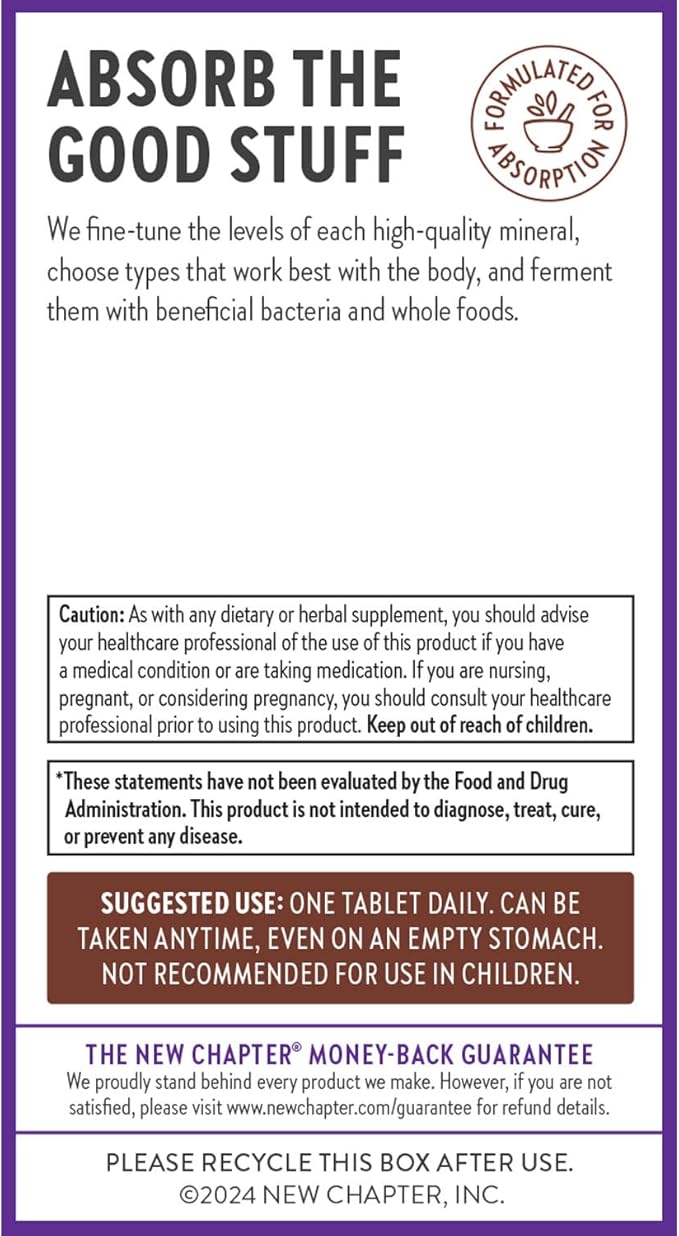 New Chapter Zinc Supplement Fermented Zinc Complex ONE Daily for Immune Support + Skin Health Mineral-Balancing Formula Rich in Copper Easy to Swallow &amp Digest 90 Count (3 Month Supply)