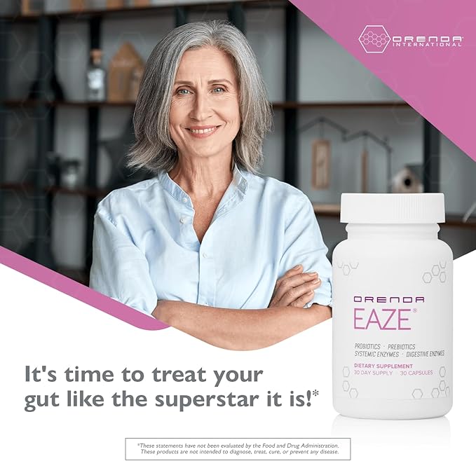 Orenda Eaze®: Gut Wellness Capsules | 6-in-1 Digestive Support with Probiotics Endospores Peptizyme-SP EN Prebiotics and Digestive Enzymes - Elevate Your Gut Health Today - 30 Capsules