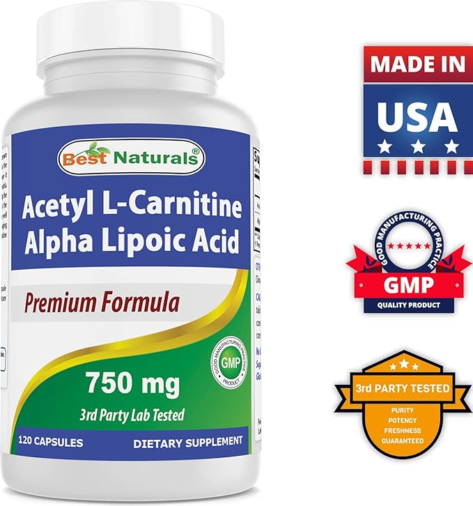 Best Naturals Acetyl L-Carnitine and Alpha Lipoic Acid 750 mg &amp Zinc Gluconate 50mg