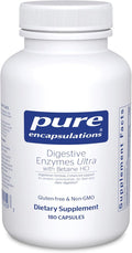 Pure Encapsulations Digestive Enzymes Ultra with Betaine HCl - Vegetarian Digestive Enzyme Supplement to Support Protein Carb Fiber and Dairy Digestion* - 180 Capsules