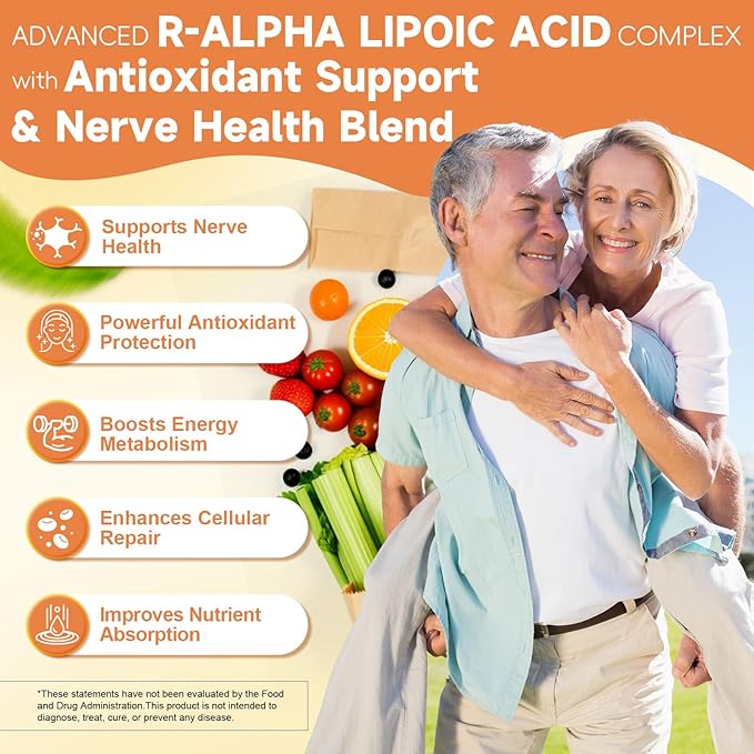 Totaria Alpha Lipoic Acid 1000mg + R Lipoic Acid 1000mg - ALA Supplement Antioxidant for Neuropathy Support Nerve Health Liver Detox Antioxidant Metabolism and Cell Energy