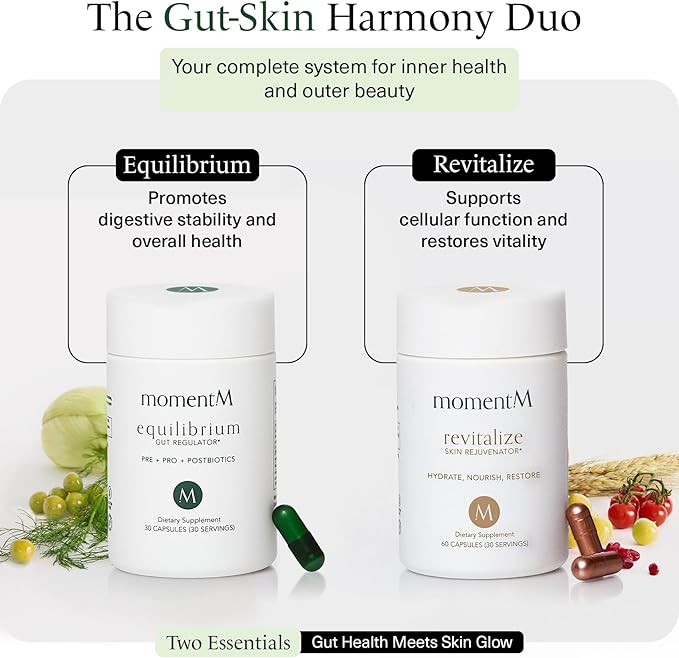 momentM Equilibrium 3-in-1 Probiotics for Women &amp Men Digestive Health Prebiotics and Probiotics for Women with HOWARU Strains Postbiotics &amp Fennel for Bloat &amp Gut Health12.5B CFU 30 C