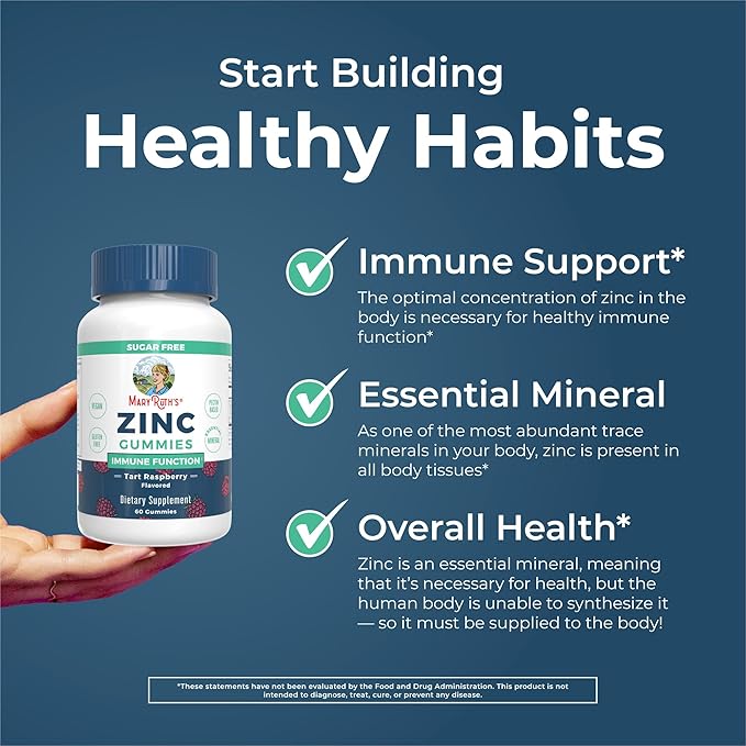 MaryRuth Organics Zinc Gummies | Zinc Supplements | Immune Support Supplement | Essential Mineral | Pectin Based | Overall Health &amp Wellness | Ages 14 &amp Up | Vegan | Non GMO | 30 Servings