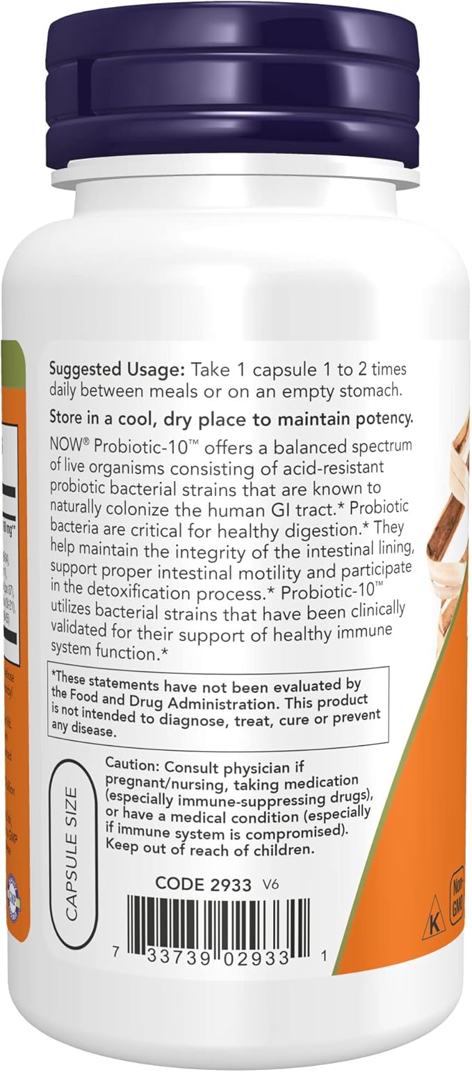 NOW Supplements Probiotic-10™ 25 Billion with 10 Probiotic Strains Dairy Soy and Gluten Free &amp Supplements Vitamin C-1000 with 100 mg of Bioflavonoids Antioxidant Protection* 250 Capsules