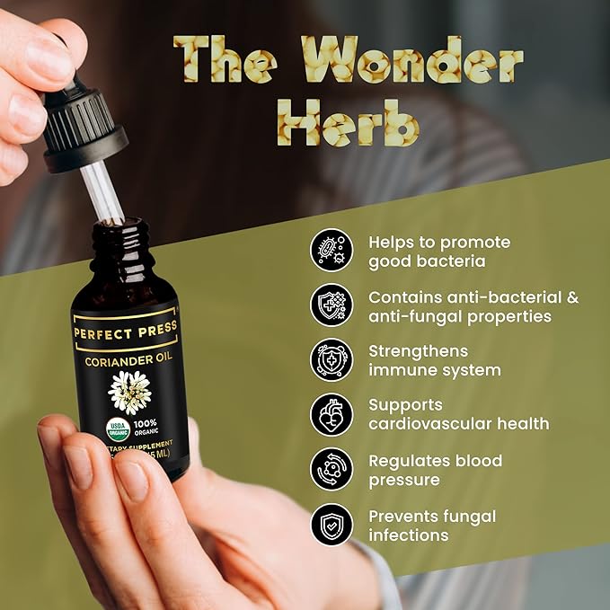 ACTIVATION Perfect Press Coriander Seed Oil | 0.5 fl oz (15ml) | Cold-Pressed Indian Coriander Oil | for Culinary &amp Topical Use | UV-Protected Glass Bottle
