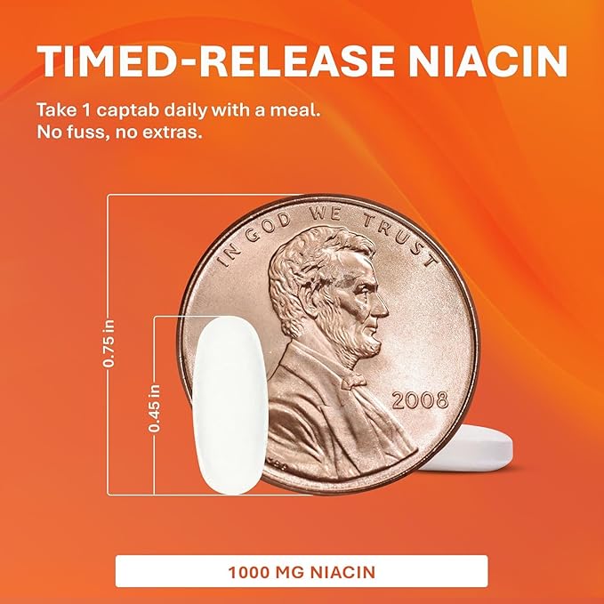 Rugby Timed-Release Niacin 1000mg Dietary Supplement for Adults for Energy Circulation and Metabolism Support 100 Captabs (Pack of 2)