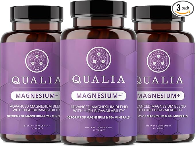 Qualia Magnesium+ | Doctor-Formulated. Premium Formula | High Bioavailability | 10 Forms of Magnesium &amp 70+ Minerals | Relaxed Mood restful Sleep &amp Exercise Recovery | 3 Month Supply