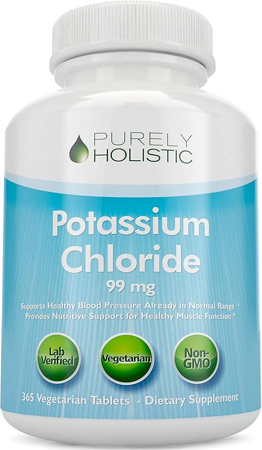 Potassium Chloride Supplement | 1 Year Supply | Heart &amp Circulatory Health Support | With Potassium 99mg Per Serving for Electrolyte &amp Fluid Balance Support | Gentle on Digestion | Non-GMO | 3