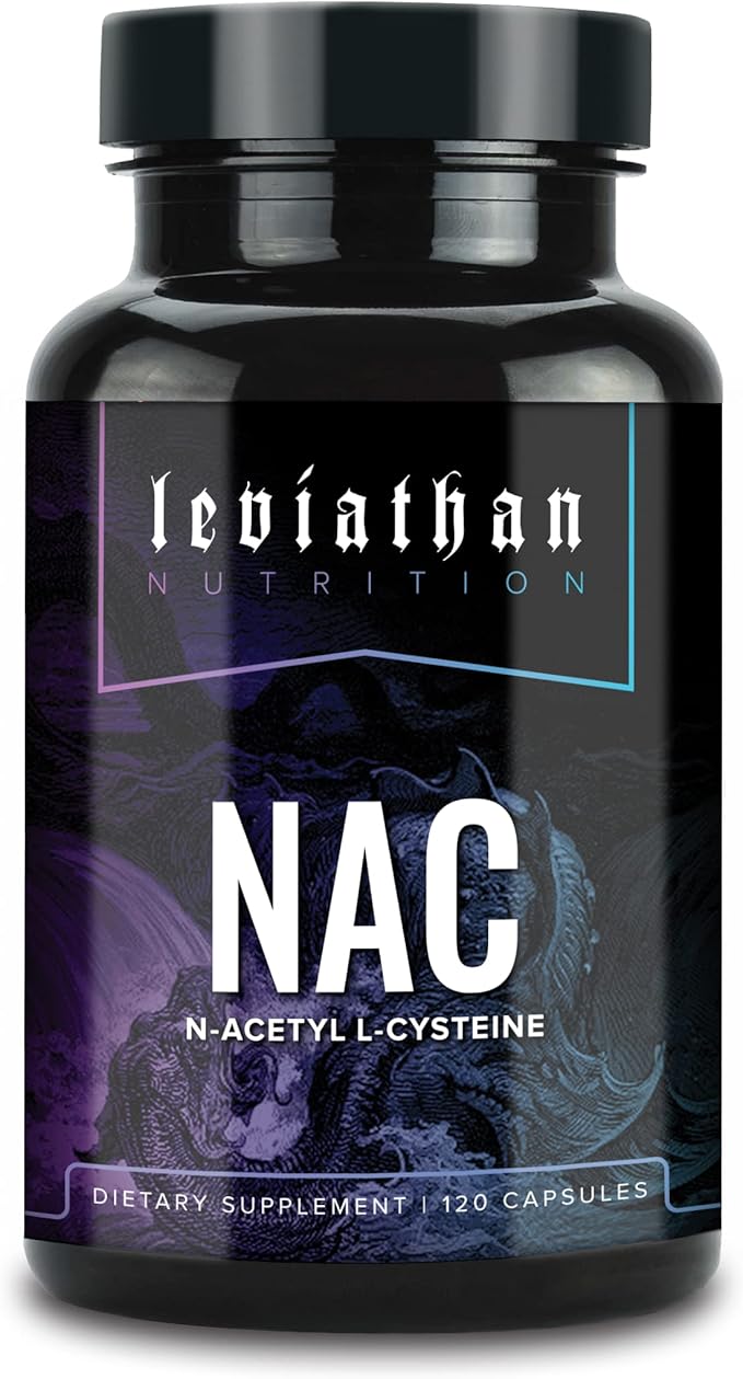 Leviathan Nutrition NAC Supplement N-Acetyl Cysteine for Lung Liver Immune Support - Potent Antioxidant Support to Boost Glutathione Levels 600mg 120 Capsules