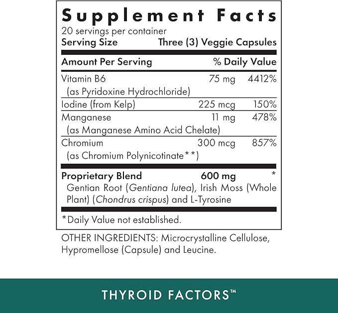 Michael's Health Naturopathic Programs Thyroid Factors - 60 Vegan Capsules - Nutrients for Production of Thyroid Hormones - Kosher - 20 Servings