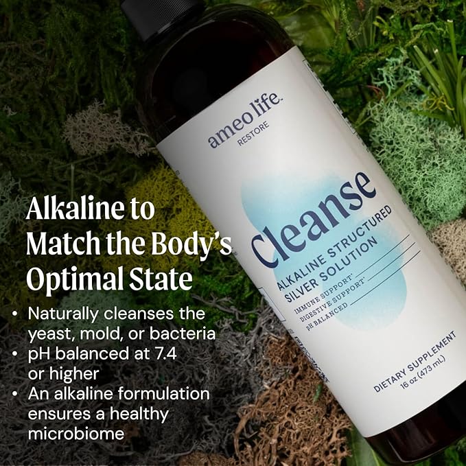 Ameo Life Colloidal Silver Liquid 30 PPM - Alkaline Structured Silver Water for Daily Immune Support &amp Gut Health pH Balanced Colloidal Silver 30ppm Solution 16 oz
