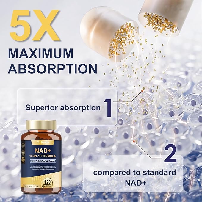 Totaria (2 Packs) NAD Supplement for Women Men with nicotinamide riboside resveratrolQuercetin Betaine Boost NAD+ Levels NAD Plus Supplement for Anti Aging Energy Immune Focus 120 Capsules