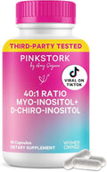 Pink Stork Inositol Supplement for Women 40:1 Myo-Inositol &amp D-Chiro Inositol Hormone Balance for Women Healthy Ovulation &amp Fertility Support Cycle Regularity 30 Servings