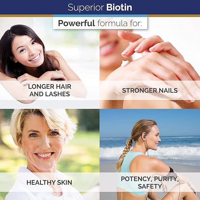 Superior Labs – Best Natural Biotin NonGMO Supplement – for Luscious Longer Hair and Lashes – Stronger Nails – Healthy Skin – Energy Booster – Healthy Weight - 5000 mcg 120 Vegetable Caps