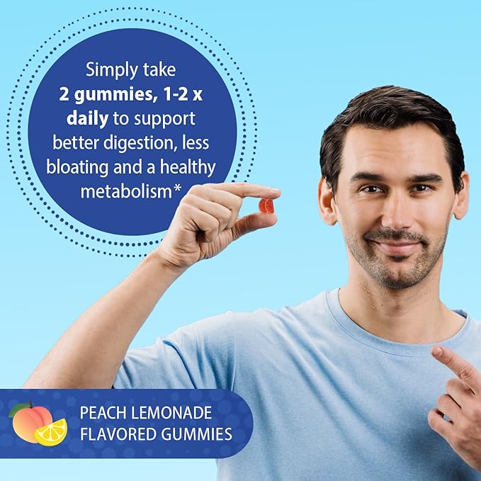 Florastor Prebiotic and Probiotic Gummies Digestive and Metabolic Support Probiotic Blend for Multi-Action Digestive Health Care with Vitamin B12 56 Gummies